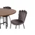 Venture Design Jedilna miza in stol komplet, okrogla miza 140x75 cm, rjava in siva