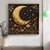 WallXpert uramljena MDF slika DOS066-70, zlatni polumesec i zvezde iznad cvetne livade, 70 x 70 cm