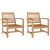 Stolica 2 Komad Smeđa 65 x 60 x 76,5 cm Čvrsto teak drvo