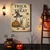WallXpert slika na platnu 70100HALC-001, natpis Trick or Treat sa dva duha i bundevom u retro stilu, 70 x 100 cm