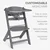 Kikka Boo Drvena hranilica Nordy 2in1 Dark Grey