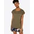 Womens olive T-shirt with extended shoulder