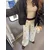 Bershka Kavbojke ecru/temno rjava