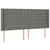 Vidaxl LED posteljno vzglavje temno sivo 203x16x118/128 cm blago