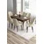 Hanah Home trpezarijski set Tia, sto i 6 stolica, ploča u dekoru drveta Baroque, krem tkanina Babyface