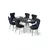 HANAH HOME Rasklopivi trpezarijski sto i stolice (7 delova) Esla Black Marble Chrome Anthracite