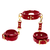 Taboom Bondage in Luxury D-Ring Collar and Wrist Cuffs Red