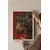 WallXpert uramljena slika 115273, leopard i cveće na crvenoj pozadini, 50 x 70 cm, beli ram