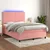 Vidaxl Box spring postelja z vzmetnico LED roza 140x190 cm žamet