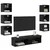 TV ormar S LED lampica s ladicama Zidne 8 pcs Crni hrast Stakl