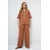 Trend Alacati Stili Ženski komplet bluza i pantalone Alc-X14122, Smeđi