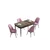 Hanah Home trpezarijski set Han, sto na razvlačenje i 4 stolice, ploča u dekoru drveta Baroque, roze tkanina Jerry