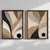 WallXpert set uramljenih MDF slika NAL199-46, apstraktni organski oblici u bež, braon i crnoj sa crnim krugom, 2 x 35,5 x 47 cm