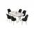 Hanah Home Set Trpezarijski sto i 6 stolica Lai, Crno-beli