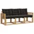 Set vanjskih sofa s jastukom 3 pcs Bijela i crna