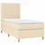 Vidaxl Box spring postelja z vzmetnico krem 90x200 cm blago