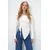 Trend Alacati Stili Ženska bluza dugih rukava Alc-X13458, Brod izrez, Bela