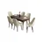 Hanah Home trpezarijski set Tia, sto i 6 stolica, ploča u dekoru drveta Baroque, krem tkanina Babyface