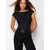 Trendyol Black Fitted Boat Neck Stretchy Snap Fastener Knitted Bodysuit