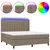 Krevet box spring s madracem LED smeđesivi 180x200 cm tkanina