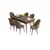 Hanah Home Set Trpezarijski sto i 6 stolica Roz, Braon