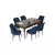 Hanah Home Set Trpezarijski sto i 6 stolica Nef, Plavo-braon
