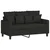 3-dijelni set sofa s jastucima crni od mikrovlakana
