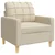 4-dijelni set sofa s tabureom i jastucima krem tkanina