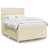 Vidaxl Box spring postelja z vzmetnico krem 160x200 cm blago