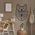 WallXpert metalni zidni ukras 5133, geometrijska glava vuka, 56 x 76 cm, crni