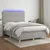 Vidaxl Box spring postelja z vzmetnico LED sv. siva 140x200 cm blago