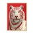 WallXpert uramljena slika 115275, beli tigar na crvenoj pozadini, 30 x 40 cm, ram u boji prirodnog drveta