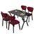 HANAH HOME Set Trpezarijski sto i 4 stolice Elma Burgundy Black