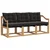 Set vanjskih sofa s jastukom 3 pcs Bijela i crna