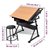 vidaXL Radni stol za crtanje s nagibnom pločom dvije ladice i stolicom