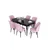 Hanah Home Set Trpezarijski sto i 6 stolica Eva, Roze-crni