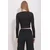 Trend Alacati Stili Ženska bluza dugih rukava ALC-X11498, Okrugli izrez, Crna