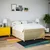 Vidaxl Box spring postelja z vzmetnico krem 140x190 cm blago