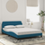 Krevet s madracem Dover plavi 140x190 cm baršunasti