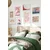 WallXpert set od 8 uramljenih slika Çgs-021, roze i crveni motivi – cvetovi, flamingo, lepeza i pejzaž u zalasku sunca, beli ram
