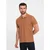 OMBRE Moška enobarvna polo majica BASIC pique knit rjava MDN126172 XXL