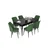 Hanah Home Set Trpezarijski sto i 6 stolica Nef, Zeleno-crni