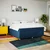 Vidaxl Box spring postelja z vzmetnico modra 180x200 cm blago