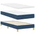 Vidaxl LED Box Spring Postelja z blazino Modra 90 x 190 cm blago
