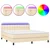 vidaXL Box spring postelja z vzmetnico LED krem 160x200 cm blago