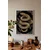 WallXpert uramljena slika 115271, zlatna zmija na crnoj pozadini, 50 x 70 cm, beli ram