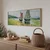 WallXpert uramljena MDF slika ARTSNTMDL2, jedrilice na reci uz zelenu obalu, 33 x 70 cm