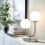 SIMRISHAMN Stona lampa, hromirano/opal bela staklo, 42 cm