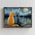 WallXpert uramljena MDF slika NAL170-46, dve mačke posmatraju zvezdanu noć nad rekom, 35,5 x 47 cm
