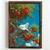 WallXpert uramljena MDF slika NAL128-70, bela mačka na grani drveta sa crvenim plodovima, 50 x 70 cm